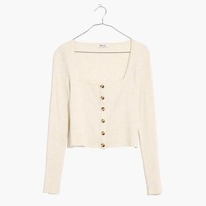 Madewell Rosseau Square-Neck Crop Cardigan Top Size: M